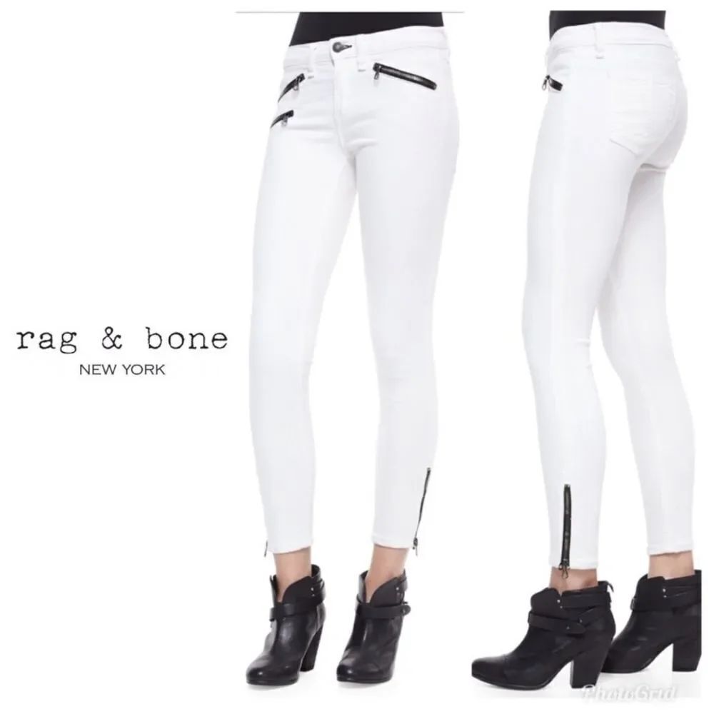 Rag & Bone Triple Zip White Skinny Jeans Size 27